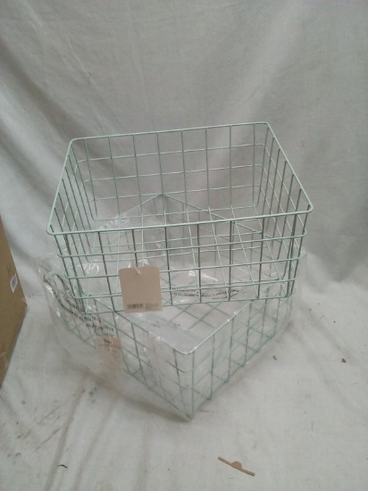 Pair of 13” Turquiose Wire Baskets