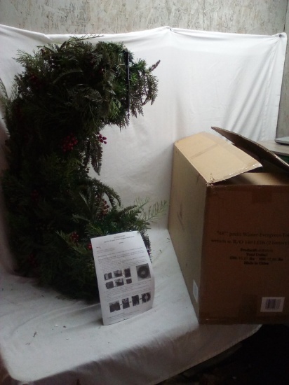 Balsam Hill 48” Prelit Wintergreen Foldable Wreath w/ 140 LED  Lights