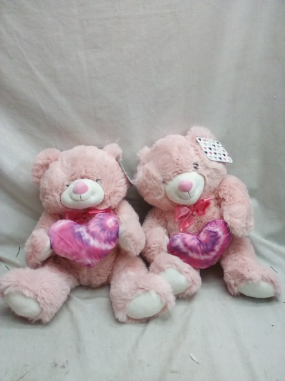 Pair of KellyToy Pink 15” Plush Teddy Bears