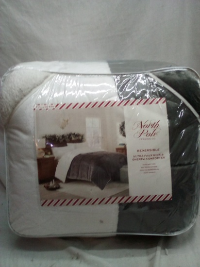 North Pole Trading Co. Grey Reversible Ultra Faux Mink&Sherpa Comforter for Full/Queen Size