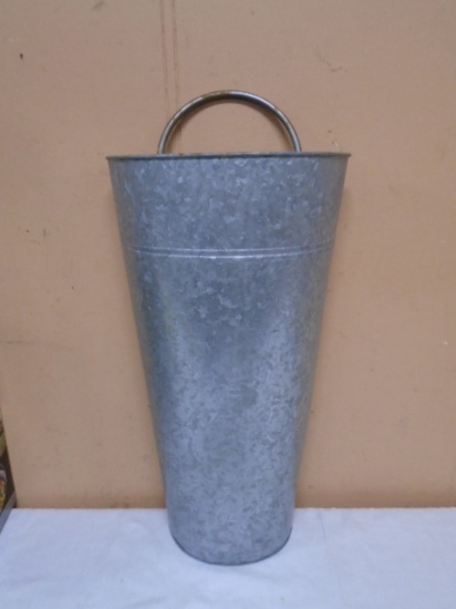 Galvanized Metal Flat Backed Wall Vase
