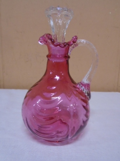 Vintage Cranberry Glass Cruet