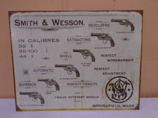 Smith and Wesson Metal Advertisement Sign