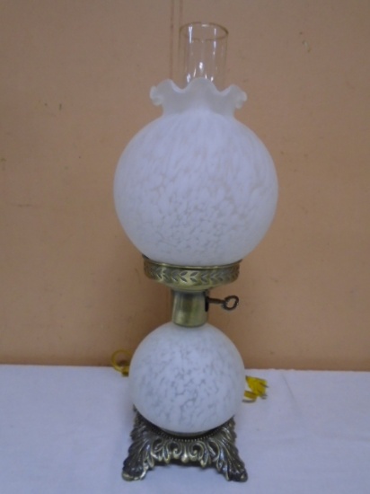 Vintage Mottled Glass Hurricane elctric Lamp