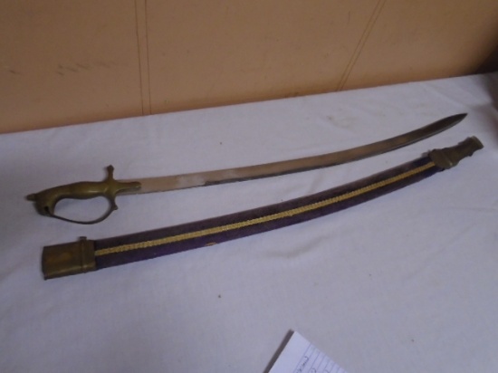 Vintage Sword w/Brass Hilt and Scabbard
