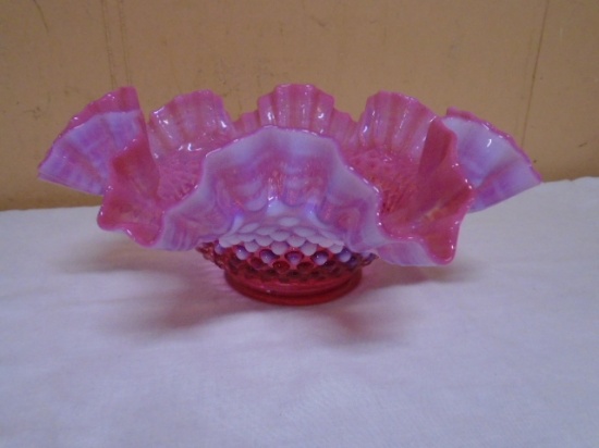 Fenton Cranberry Opalescent Fluted Bowl