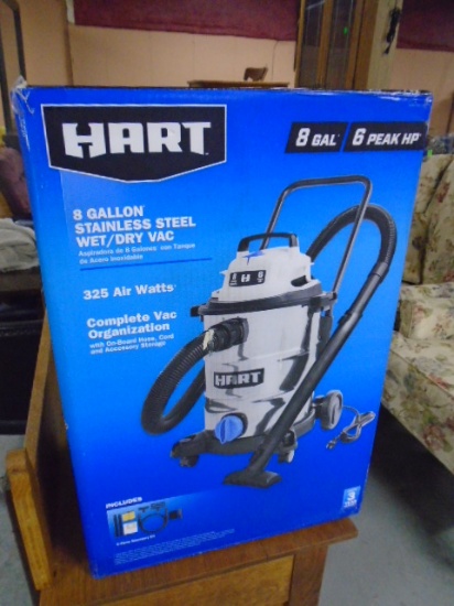 Brand New Hart 8 Gallon/6HP Stainless Steel Wet/Dry Vac