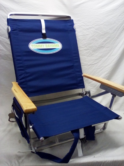 Tommy Bahama Royal Blue Folding Backpack Style Beach Chair