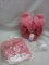 2 Pairs of Bright Pink Large Stars Above Fluffy House Slippers Valued Over $20