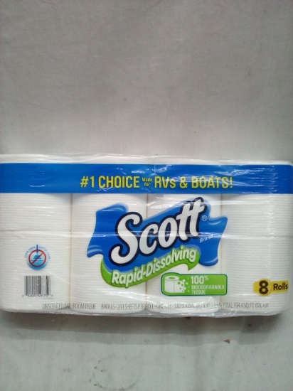 Scott Rapid Dissolving 8 Roll Pack of Biodegradable Tissue