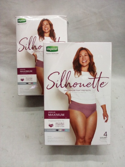 Two Packs of 4 (8 Count Total) Medium Depend Silhouette Womens Underwear