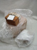 Set of 8 Threshold 4”x4” Marble and Wood Manchester Coasters