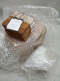 Set of 8 Threshold 4”x4” Marble and Wood Manchester Coasters