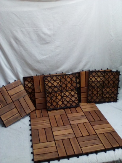 Pack of 11 12”x12” Solid #Wood Interlocking Floor Tiles