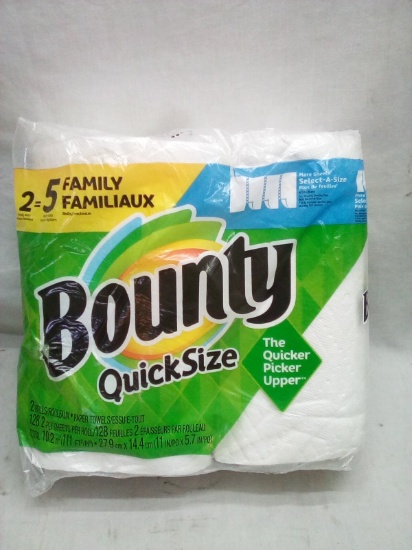 Dual Pack of Bounty Quick Size 128 Sheet 2 Ply Paper Towels