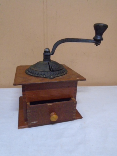 Vintage Coffee Wood & Cast Iron Grinder