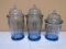 3pc Blue Glass Canister Set