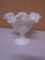 Vintage Fenton Milk Glass Hobnail Fluted Pedestal Bowl