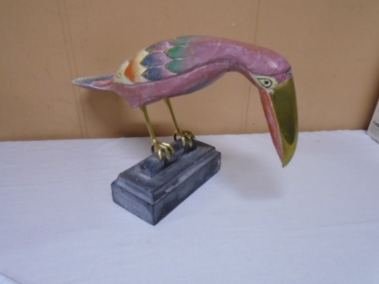 Wood and Brass Painted Bird
