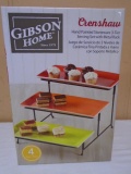 Gibson Home Crenshaw hand-Painted Stoneware 3 Tier Serving Set