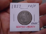 1857 Silver Seated Liberty Quarter