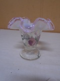 Fenton Hand-Painted and Signed Fluted Vase