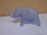 Blue Satin Glass Elephant Candy Jar