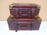 2pc Vintage Luggage Look Keepsake Box Set