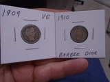 1909 & 1910 Silver Barber Dimes