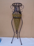 Decorative Iron & Wicker Vase