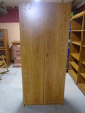 Double Door Wooden Storage Cabinet w/ Adjustable Shelves & Key