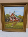 School House Signed & Framed Painting