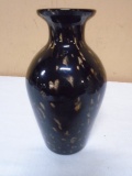 Vintage Art Glass Black and Gold Fleck Dust Glitter Vase