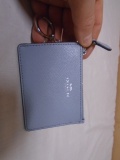 Brand New SV/Pale Blue Coach Zippered ID Wallet