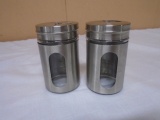 Set of Glass Lined Stainless Steel Salt and Pepper Shakers