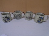 Set of (4) Ironstone Mugs w/Pheasants and Ducks