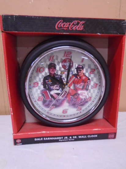 Dale Earnhardt Jr & Sr Coca-Cola Signature Series Wall Clock