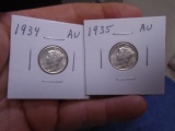1934 & 1935 Silver Mercury Dimes