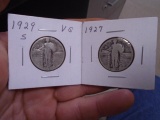 1927 & 1929 S Mint Silver Standing Liberty Quarters