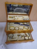 Beautiful Wooden Jewelry Box Filled w/ Ladies Wristwatches