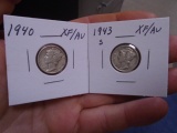 1940 and 1943 S-Mint Silver Mercury Dimes