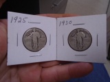 1925 and 1930 Silver Standing Liberty Quarters