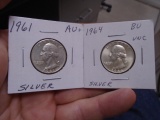 1961 and 1964 Silver Washington Quarters