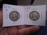 1935 D-Mint and 1935 S-Mint Silver Washington Quarters