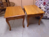 2 Matching Solid Wood Mersman End Tables w/ Drawer