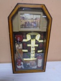 Wooden Glas Front Firefighter Shadow Box w/ Photo Frame