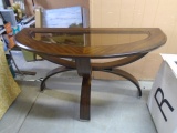 Beautiful Solid Wood Beveled Glass Top Curved Entry Way/Sofa Table
