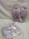 2 Pairs of L Stars Above Light Purple Fluffy House Slippers