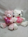 Pair of Pink and White Plush KellyToy Gift Bears