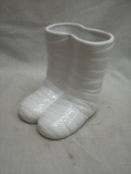 White Stoneware Style Decorative Stand Alone Boots